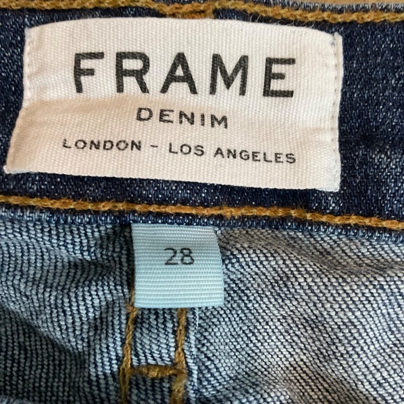 FRAME Le Skinny de Jeanne Women’s Skinny Jeans Size 28 Dark Wash Distressed Raw - Picture 7 of 9